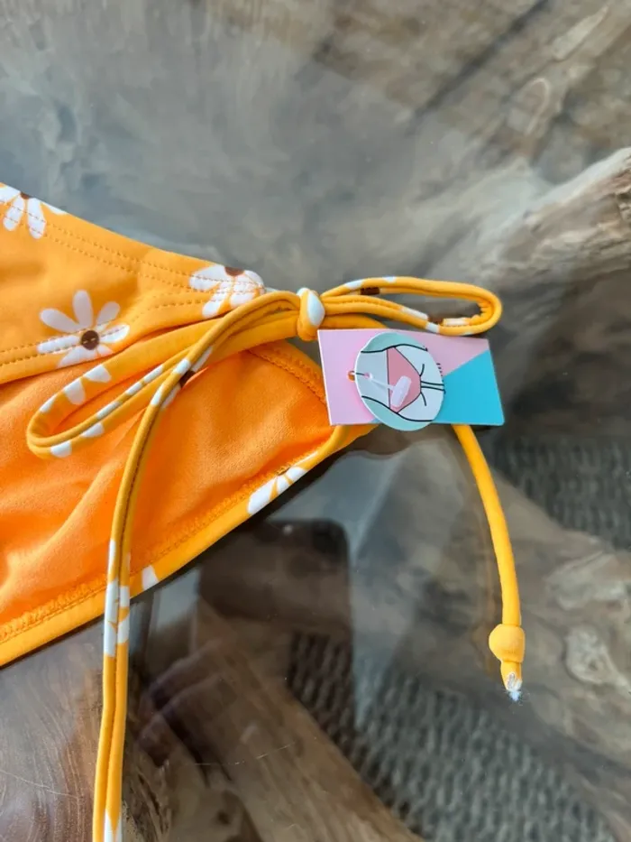 Bas de maillot de bain Ardene jaune fleurs ficelles - photo numéro 4