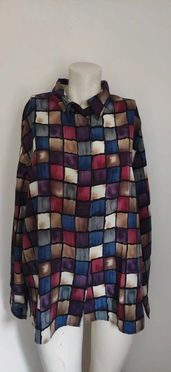 Chemise vintage à carreaux aquarelle – Style oversize