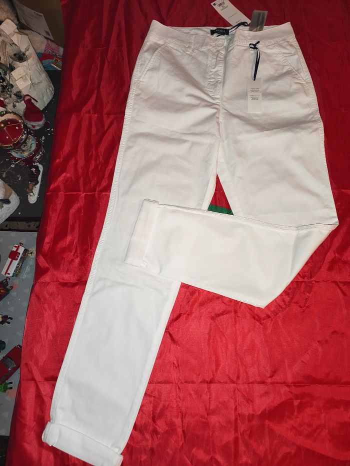 Pantalon droit blanc ourlets Caroll 36 Neuf
