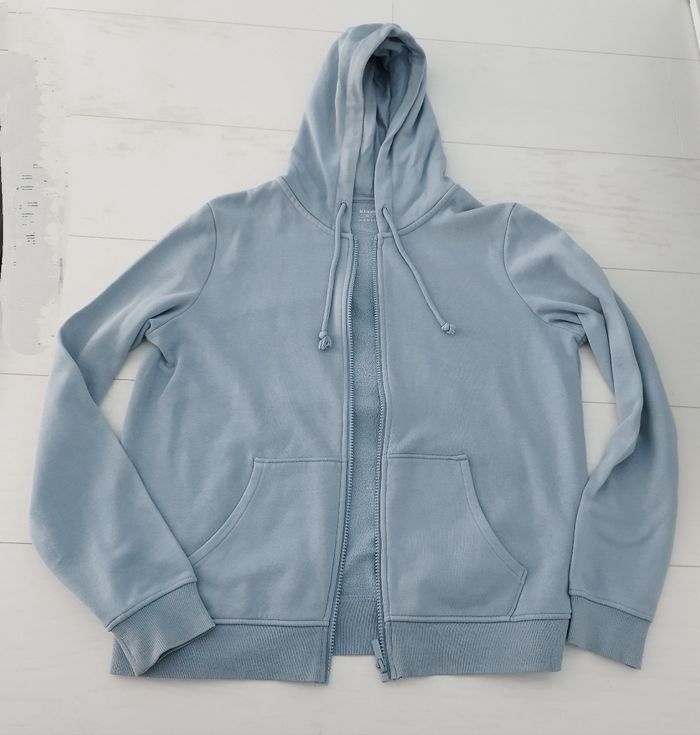 Gilet zippé  à capuche bleu ciel - photo numéro 2