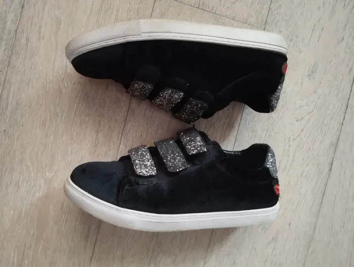 Baskets velours noires et paillettes - photo numéro 5