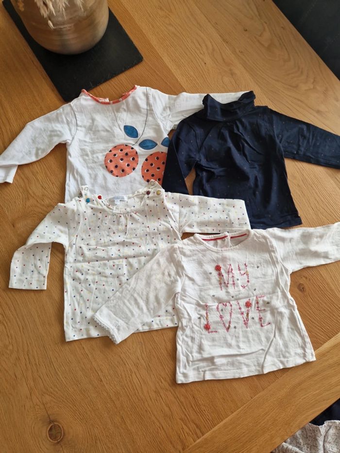 Lot t-shirt manches longues 12mois