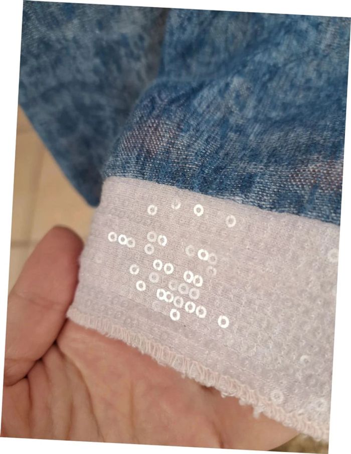 Magnifique blouse tunique à sequins rose et bleue - photo numéro 5