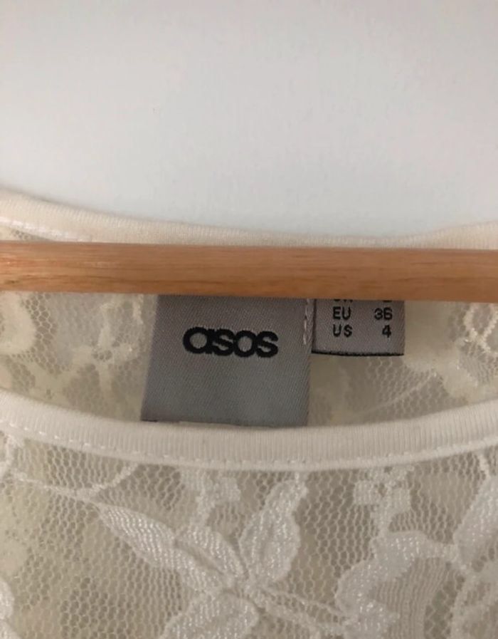 Robe asos dentelle habillé 36 S neuve rose blanc - photo numéro 5