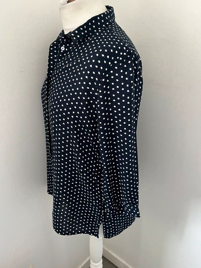 Chemisier marine motifs blanc Zara S - photo numéro 4