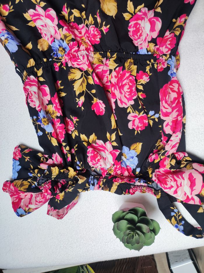 Combi pantalon légère noire à fleurs – Taille 12/13 ans – Shein - photo numéro 3