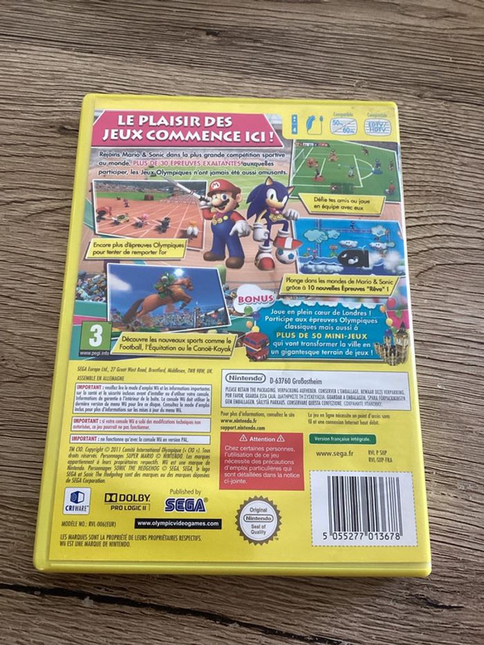 boîte avec notice mario et sonic aux jeux olympiques de londres 2012 Nintendo wii vendu sans le jeu - photo numéro 2