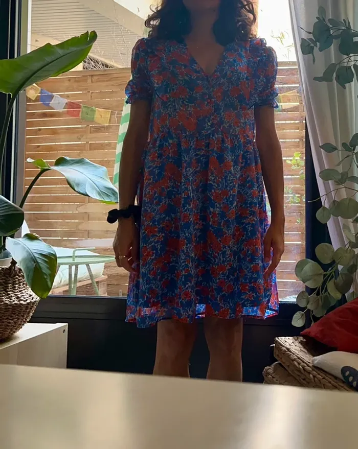 Robe à fleur été rouge et bleu - photo numéro 6