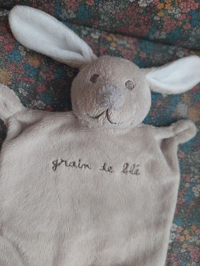 Doudou plat beige lapin Grain de blé - photo numéro 2
