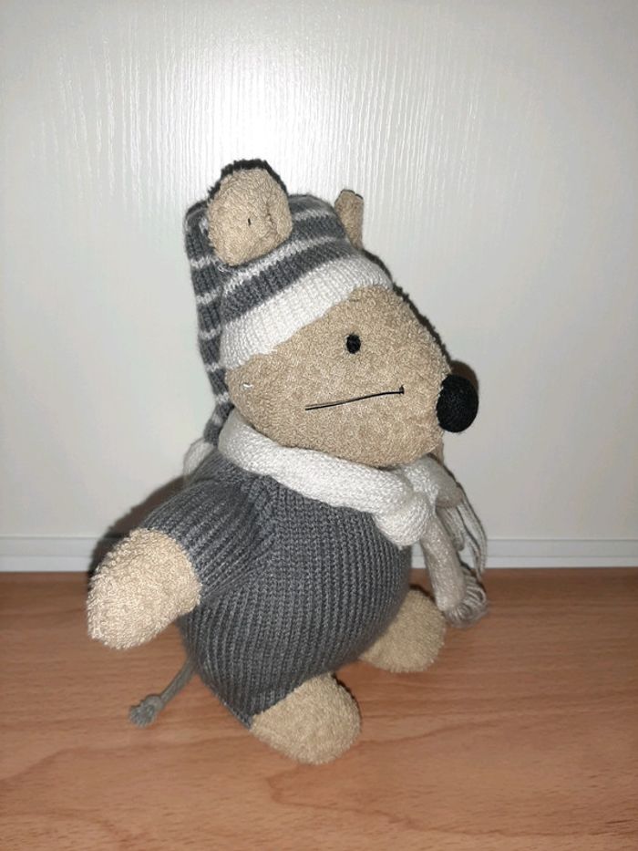 Peluche souris avec bonnet et écharpe - photo numéro 3