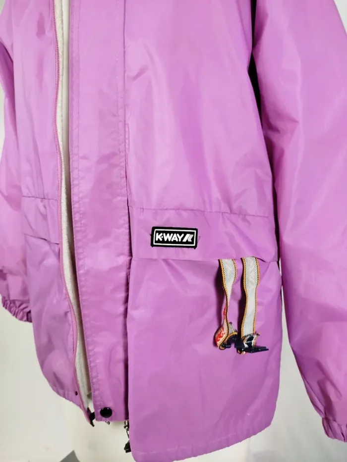 Kway vintage rose / violet - color bloc / coupe-vent imperméable vintage A257 - photo numéro 2