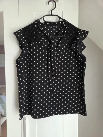 Blouse top chemise a pois vintage femme taille 38