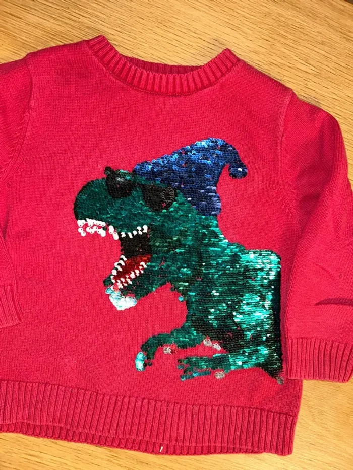 Sweat dinosaure sequins Noël 4 ans - photo numéro 3