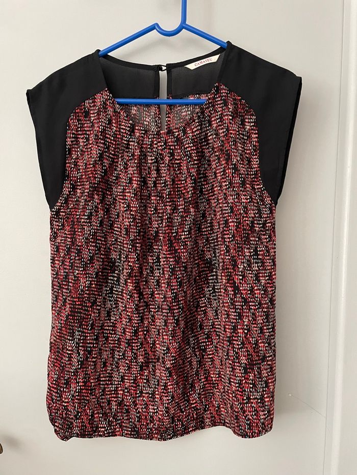 Chemisier noir et rouge femme / camaïeu
