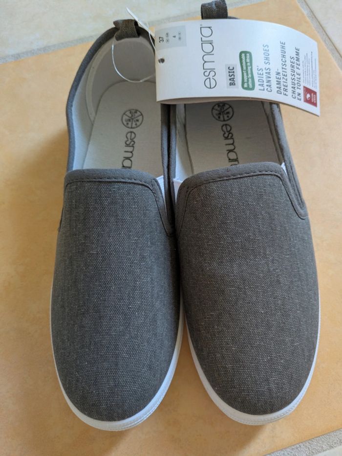 Tennis élastiques confortables pratiques 37 neuves gris été - photo numéro 2