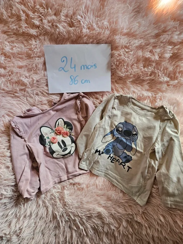 Lot 2 t-shirts manches longues disney