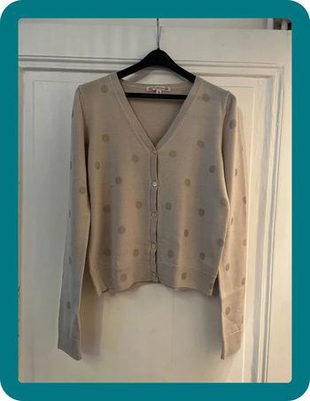 Gilet cardigan léger beige et doré 100% laine taille 12 ans - Bonpoint