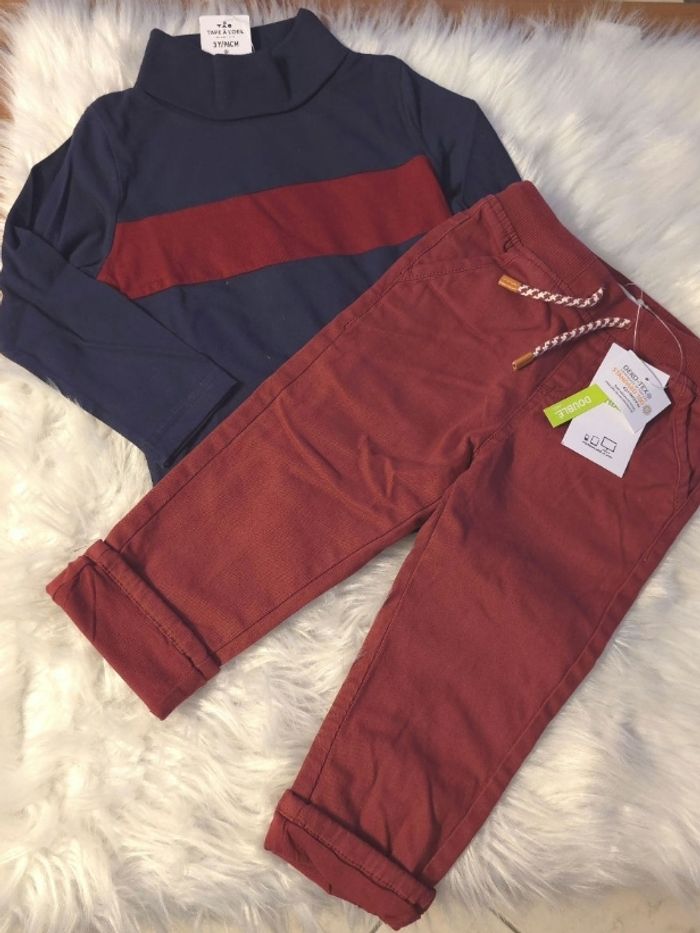 (Neufs non portés) 🏷🤩🥰superbe ensemble sous pull et pantalon doublé 36mois/3ans garçon 🤩🥰