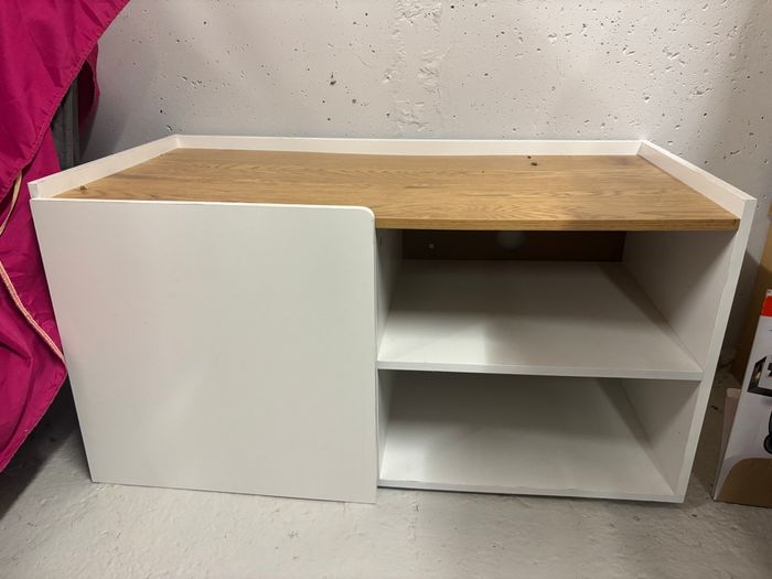 Meuble TV ou rangement blanc et bois – Très bon état - photo numéro 2