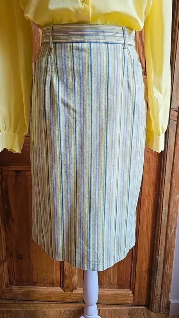 Jupe droite longue vintage rayée
