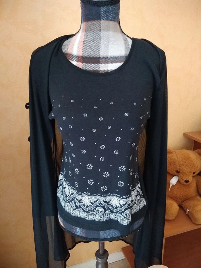 T-shirt manches longues avec liquette voile - photo numéro 6