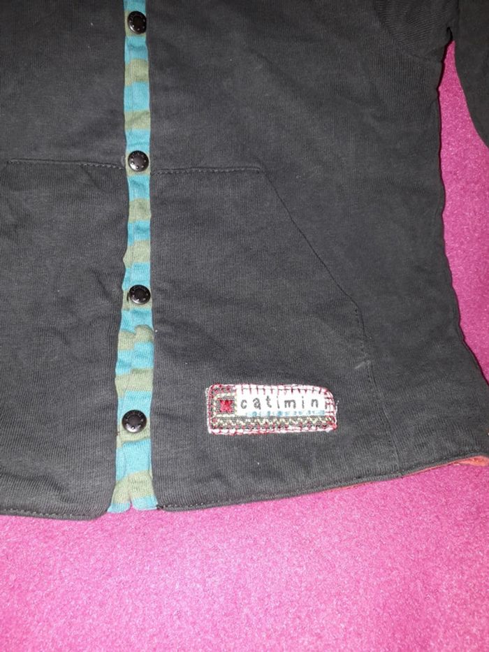 Catimini veste gilet réversible kaki orange taille 9 mois - photo numéro 2