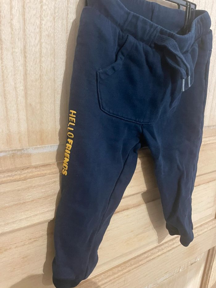 Pantalon jogging uni bleu marine avec poche et cordon taille 18 mois - photo numéro 2