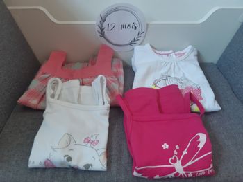 Lot de 4 hauts été bébé fille 12 mois