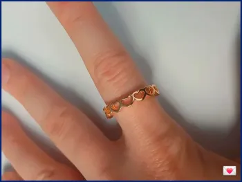 Bague dorée cœur en acier inoxydable