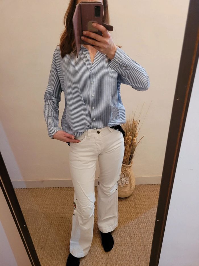 Pantalon blanc jambes larges RG512, taille S - photo numéro 3