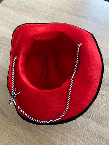 Chapeau de cowboy de Noël adulte rouge et argenté