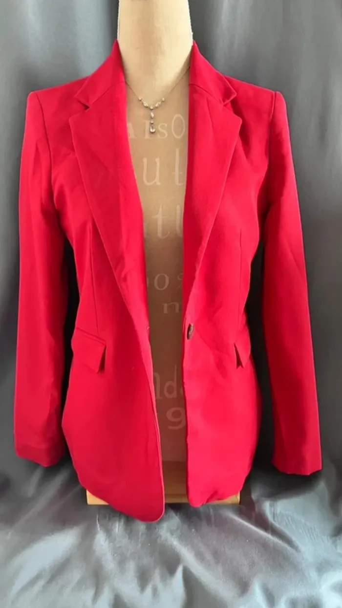 💕 veste blazer rouge #mango taille 38 M - photo numéro 6