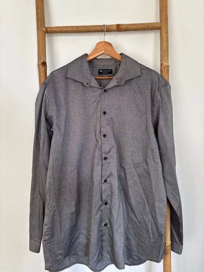 Chemise grise / noire 100% coton C&A taille XL