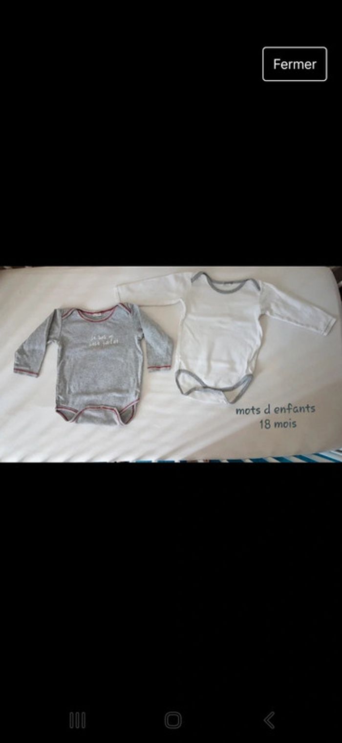 Lot de 2 bodys manches longues gris et blanc
