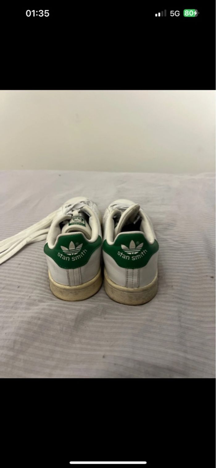 Basket adidas Stan smith blanc et vert taille 39 1/3 - photo numéro 4