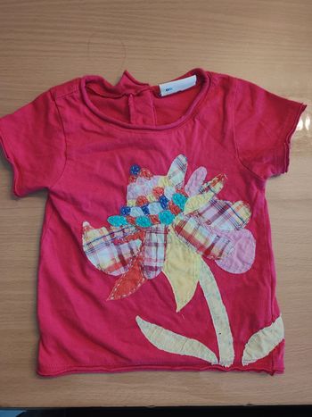 T-shirt bébé fille 18 mois motif fleur fushia lot possible