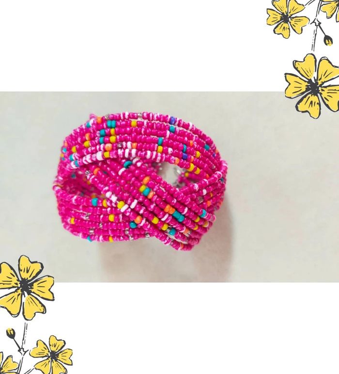 Bracelet large perles fuchsia multicolores – Collection Nuances de Rose - photo numéro 7