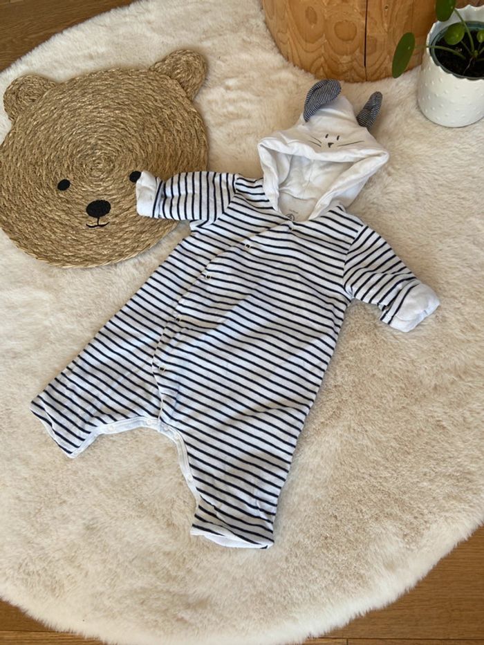 Combinaison Petit Bateau capuche petit chat 1 mois - photo numéro 2