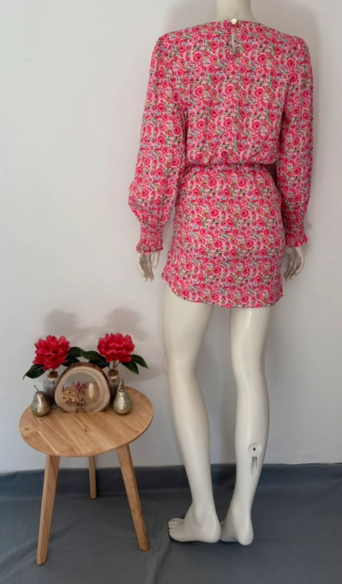 🌺Robe manche longue rose au motif fleuris Taille unique (34-36)🌺 - photo numéro 5