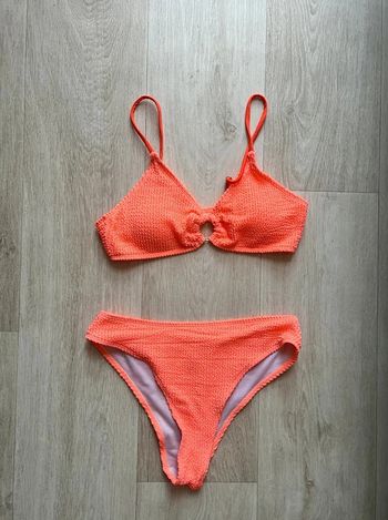 Maillot de bain texturé 2 pièces rose saumon Shein taille M