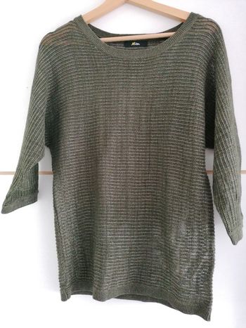 Pull kaki pailleté manches 3/4 Mim - taille 38 #espanolitinafemme