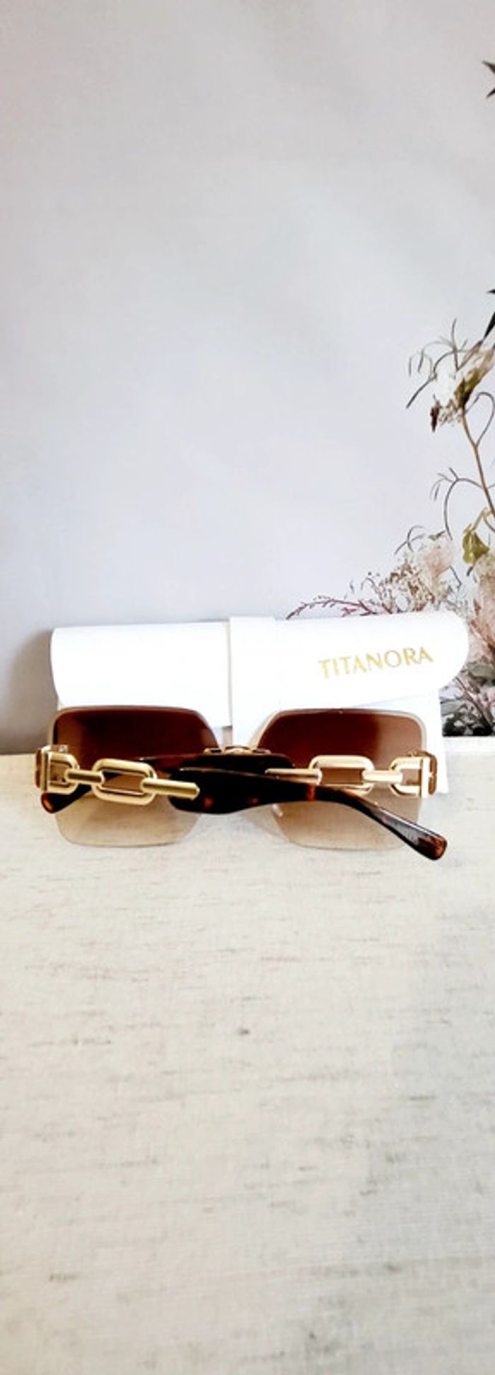 Lunettes de soleil marron style luxe avec étui Titanora - photo numéro 2