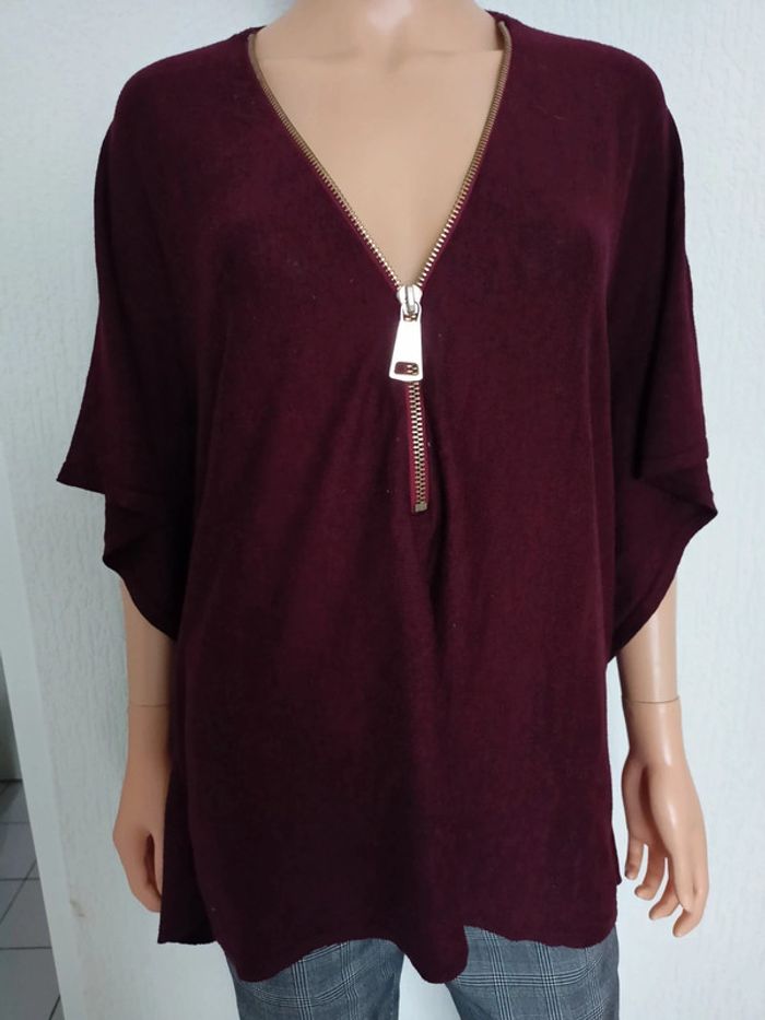 Pull manches courtes bordeaux TU N*38