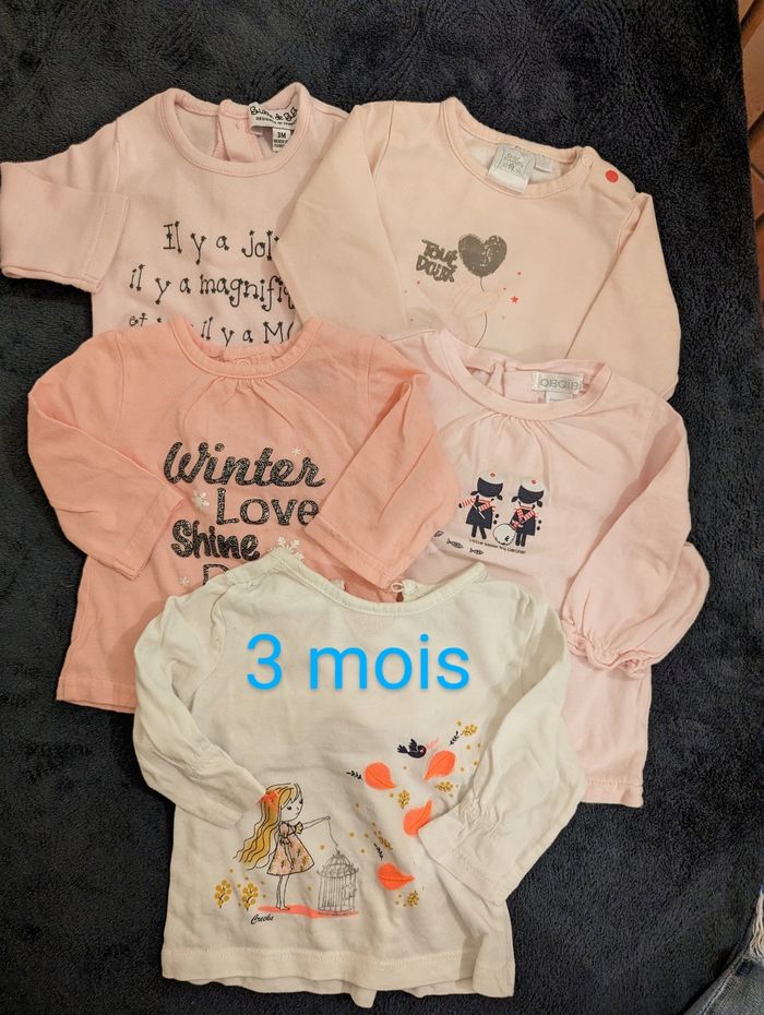 Lot t-shirts manches longues 3 mois