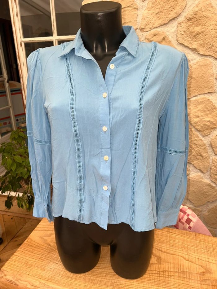 Chemise chemiser so sweet bleu clair taille M 38 femme broderies - photo numéro 2