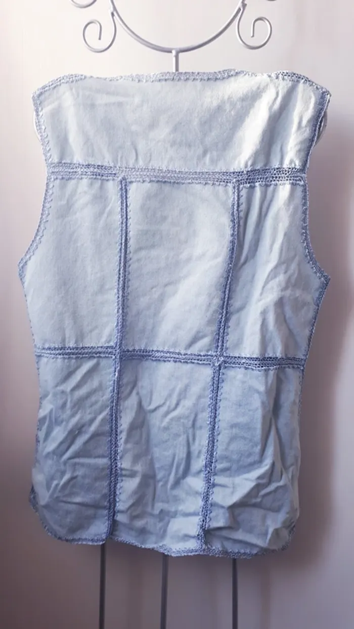 Gilet sans manche jean dentelle - photo numéro 4