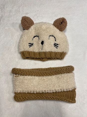 Ensemble bonnet chat et tour de cou enfant bébé