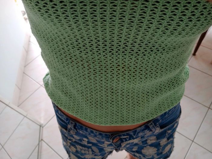 Débardeur femme XS en crochet menthe c85 - photo numéro 7