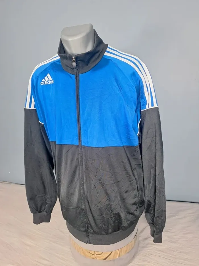 Veste Adidas vintage zippée – Taille L – Bleu/Noir – 2005 - brodé (573) - photo numéro 5
