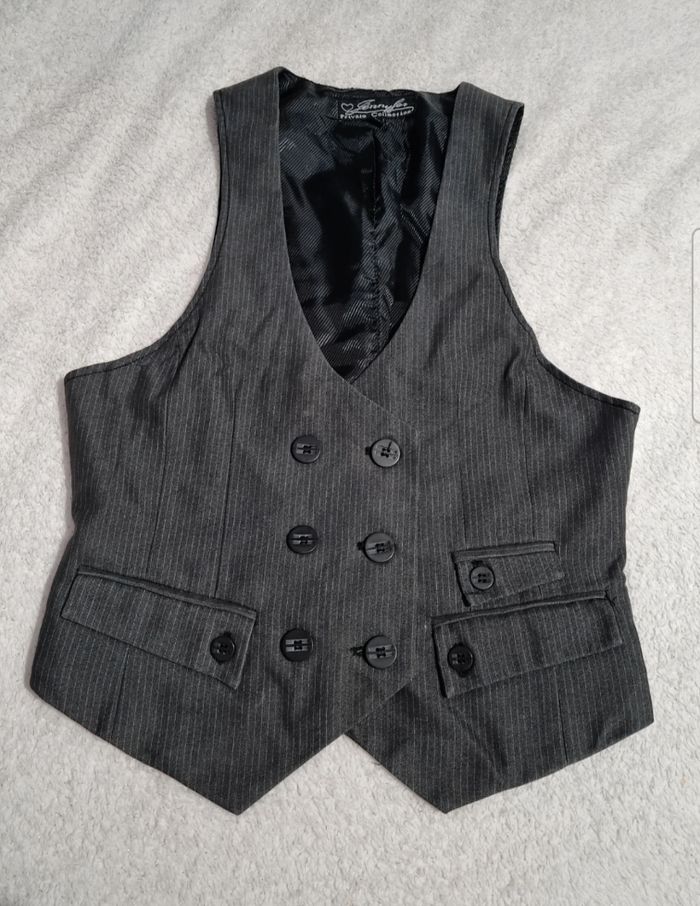 Boléro tailleur gris foncé